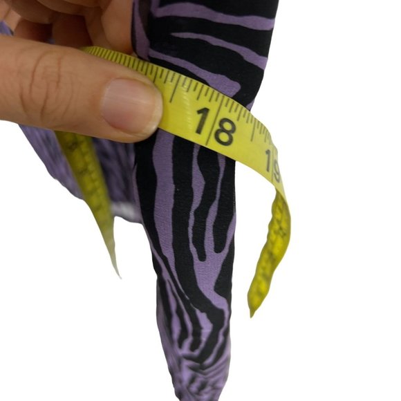 Vintage 90s Purple Black Zebra Print Beaded Fringe Tapered Knee Length Dress Sma - Picture 8 of 11